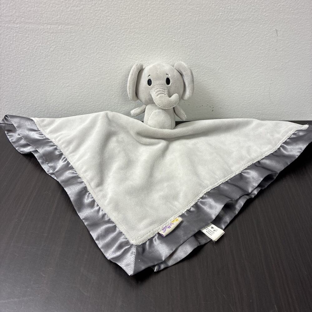 Hallmark Itty Bittys Elephant Baby Security Blanket Grey Satin Trim Lovey Plush
